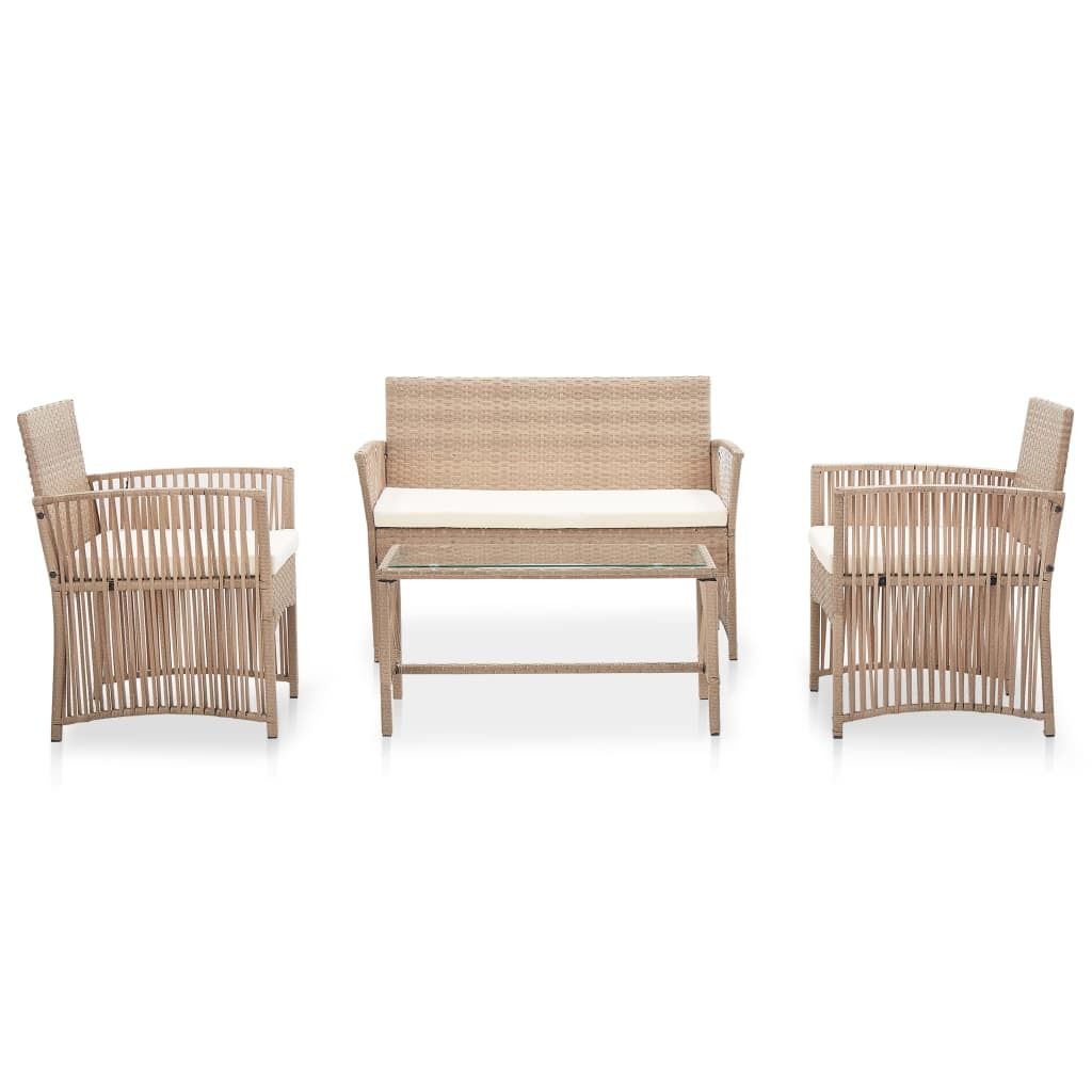 vidaXL 4-tlg. Garten-Lounge-Set mit Auflage Poly Rattan Produktbild 