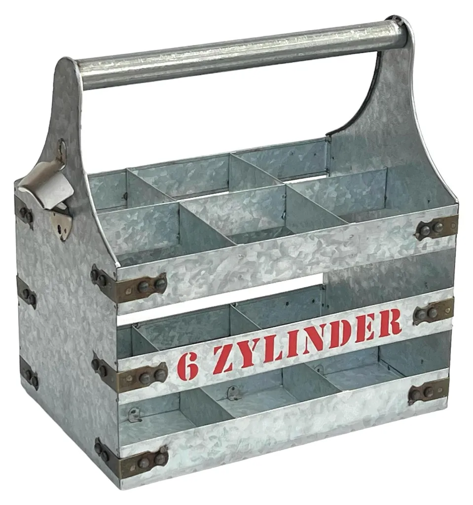 Portabottiglie In Metallo DanDiBo Con Apribottiglie - 6 Posti Per 0,33-1L - Argento 33x33x20 Cm - 3