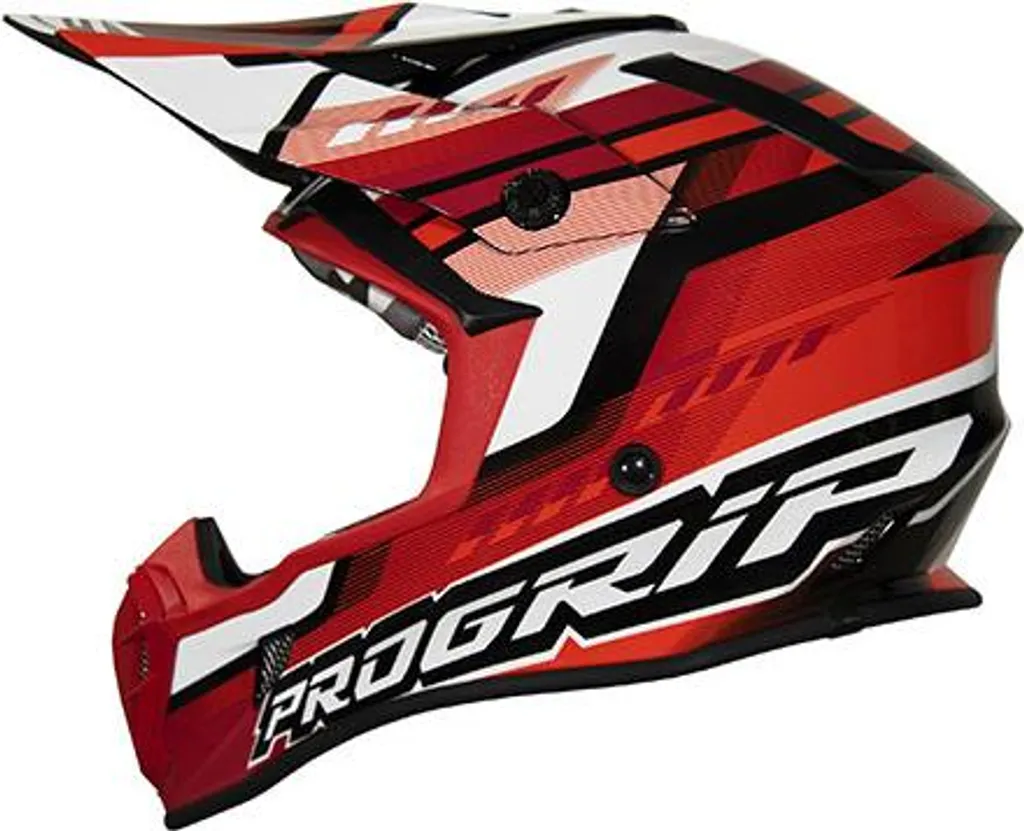 Casque Progrip 3180 Rouge Blanc Taille S 55-56cm pour Cross et Enduro
