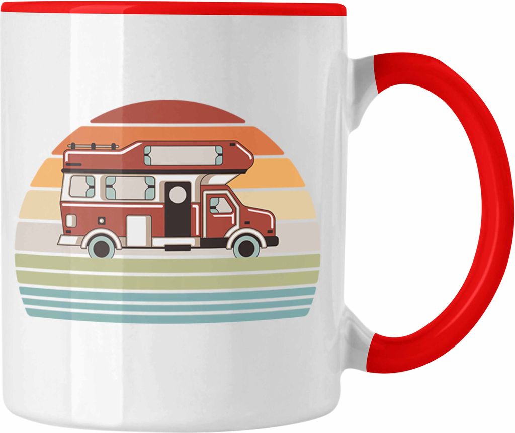 Trendation - Wohnwagen Camper Tasse Geschenke Wohnmobil für Männer Campingwagen Geschenkidee Zubehör Camping Opa Oma Rentner Lustig Grafik (Rot)