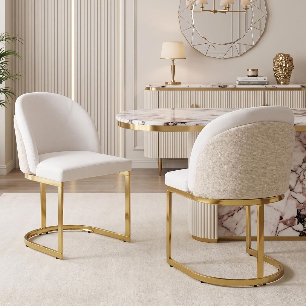 Flieks Eetkamerstoelen, set van 2, met goudkleurige, Productafbeelding 