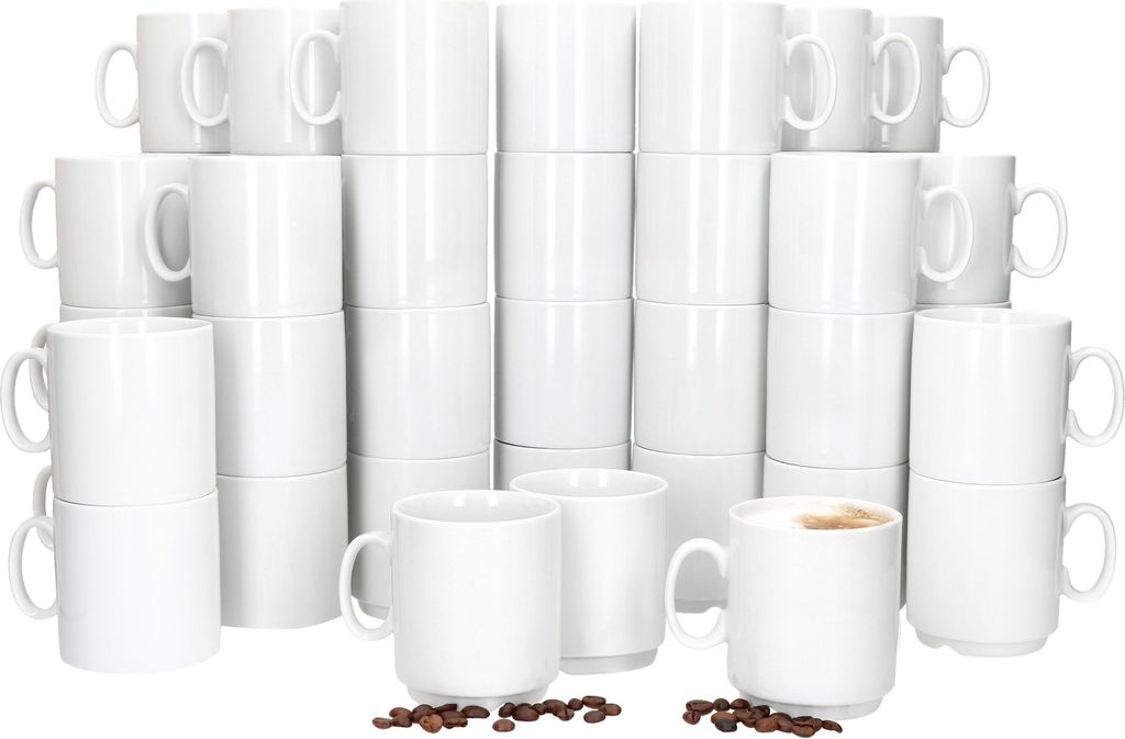 sada 48 hrnků na kávu z akce 250ml bílé porcelánové šálky Obrázek produktu 