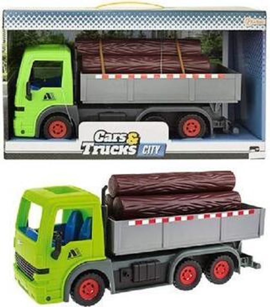 Toi-Toys Friktions-LKW mit Baumstämmen grün 33cm