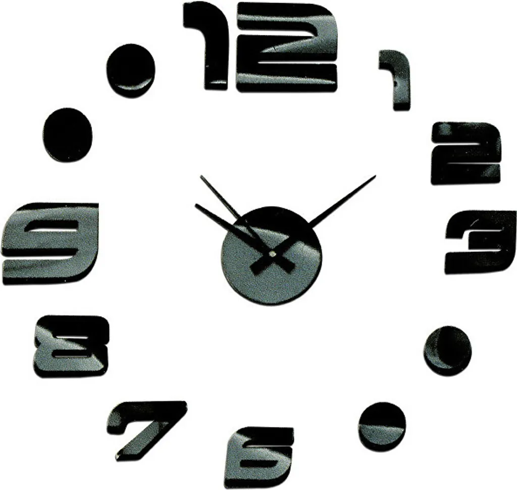 Horloge Murale à Coller MPM 3776.90 - Pendule DIY Noire de 60 cm de Diamètre