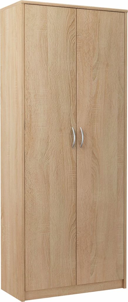 MATKAM Bücherregal R5, B/H/T 74x180x35cm mit 2 Türen, ideal für Büro mit verstellbaren Regalböden und satinierte Griffe (Sonoma Eiche)