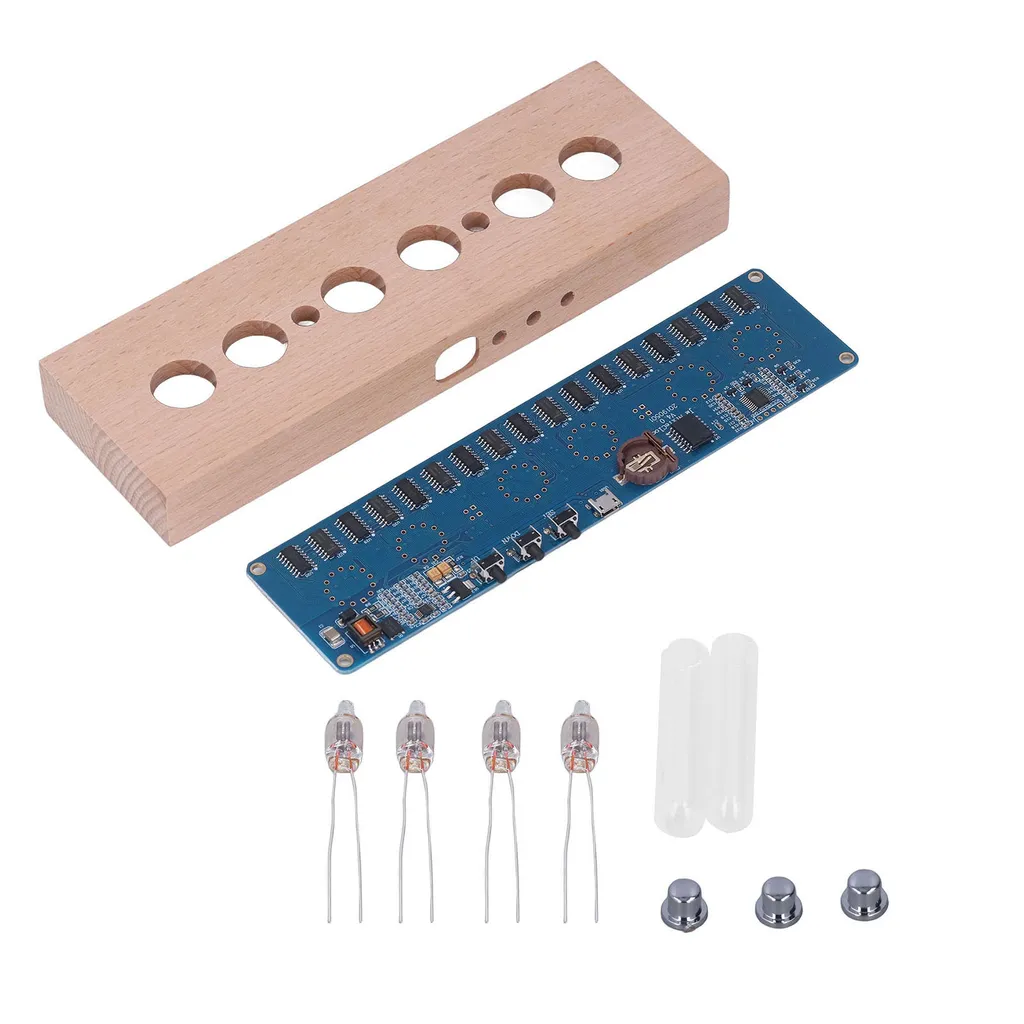 Horloge Nixie DIY IN14 pour Décoration de Bureau et Gaming en Bois USB