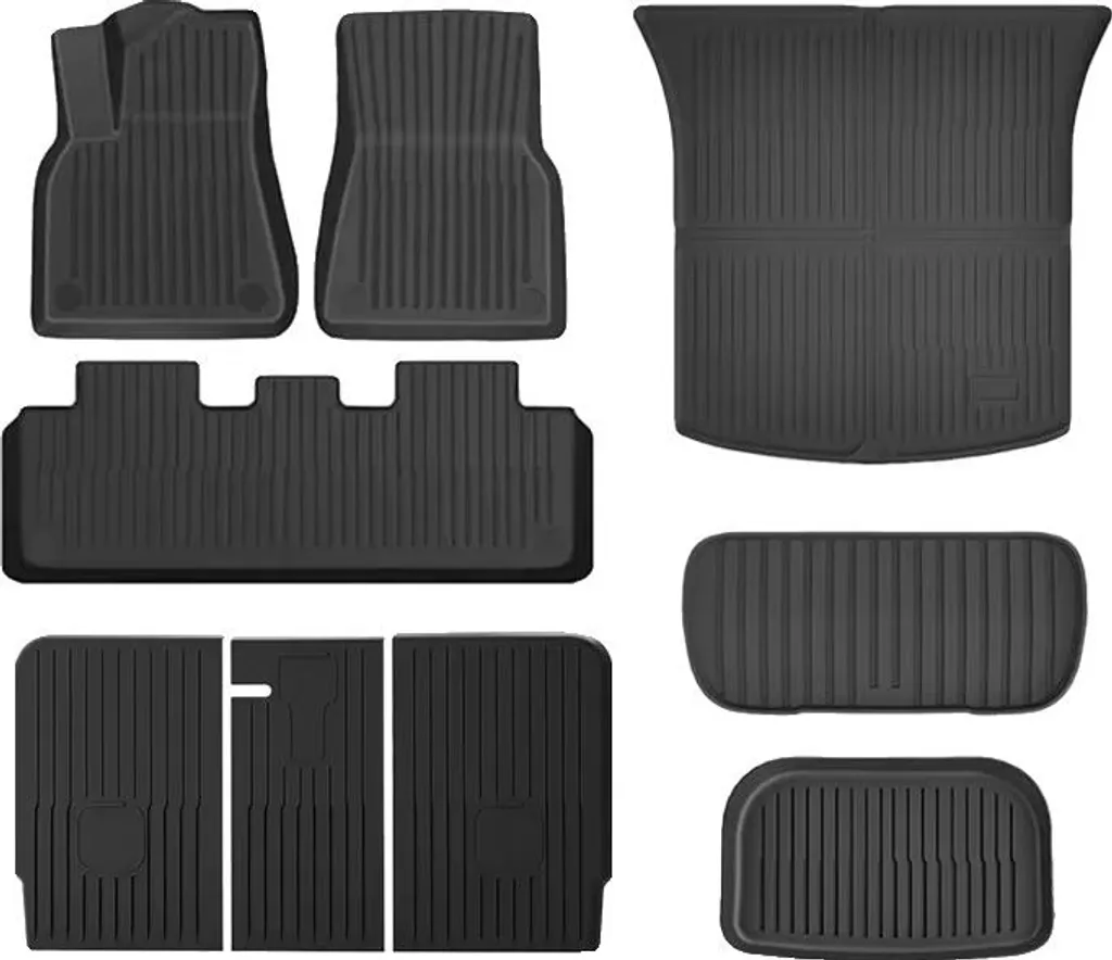 Jeu de tapis de sol auto 9 pièces en caoutchouc noir pour toute l'année