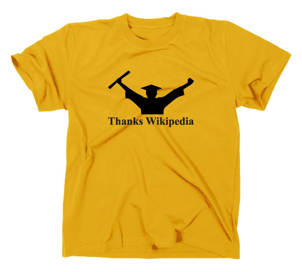 Styletex23 T-Shirt Thanks Wikipedia Abschluss Diplom Fun, gelb, L