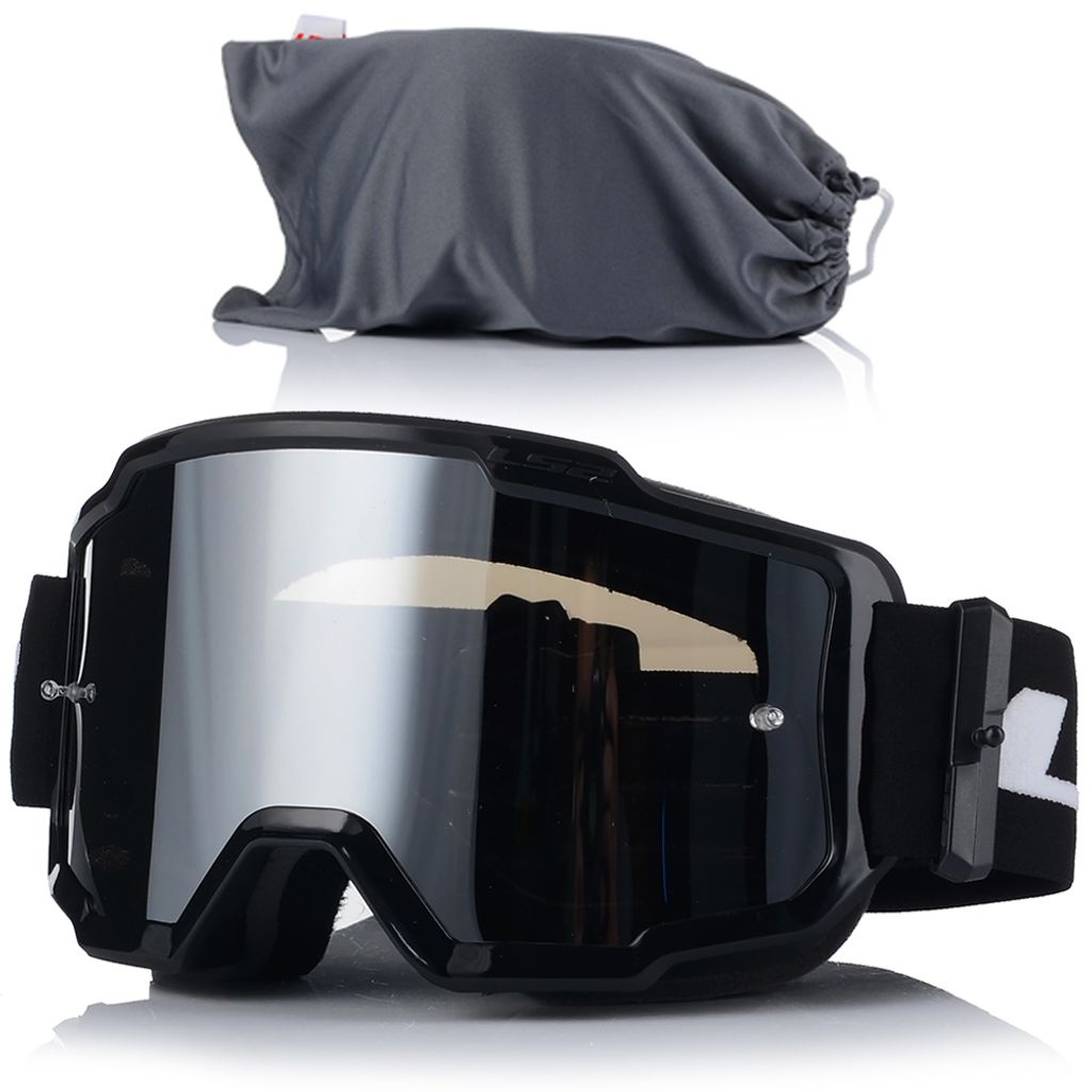 LS2 LADER Motocrossmaske Schwarz Silber Verspiegelte Linse Produktbild 