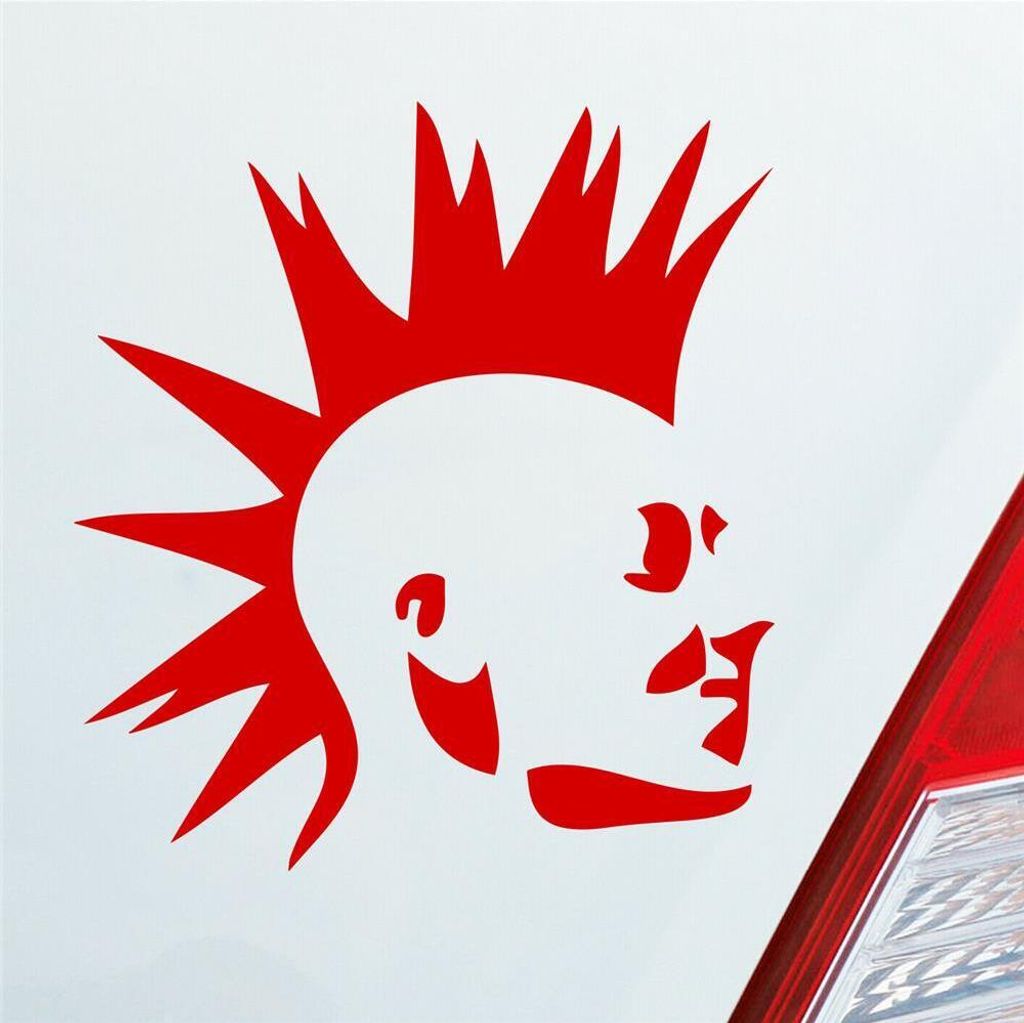 Auto Aufkleber Punker Punk New Wave Rock Tuning 10x11 cm Rot Sticker Heckscheibenaufkleber