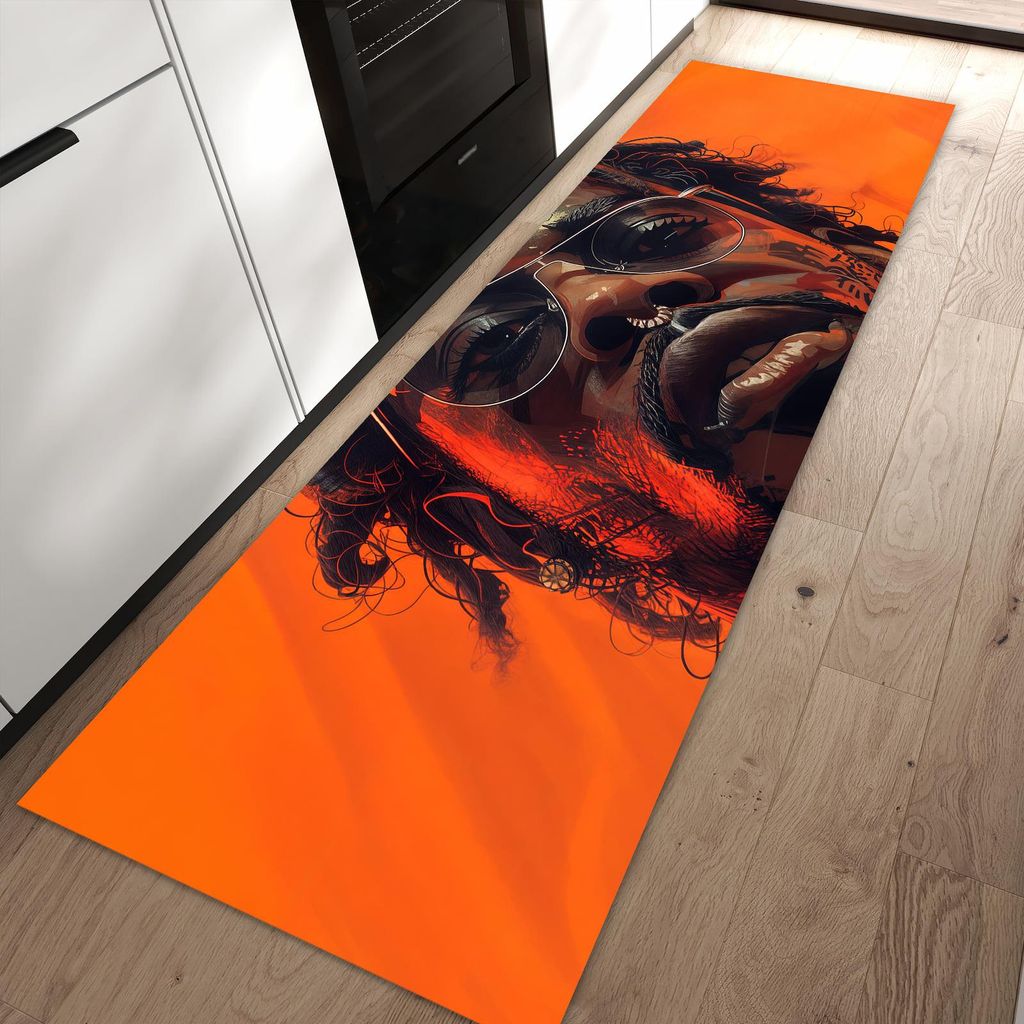 Küchenteppich 80x250cm rutschfest & abwischbar PVC Läufer - Stilvolle Brillengesicht