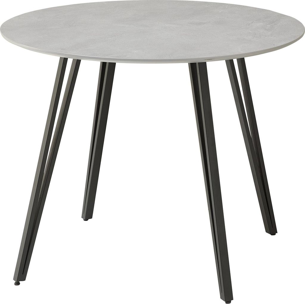 Esstisch >Floris< in Steinoptik, schwarz, MDF, Metall - 75x100cm (HxD)