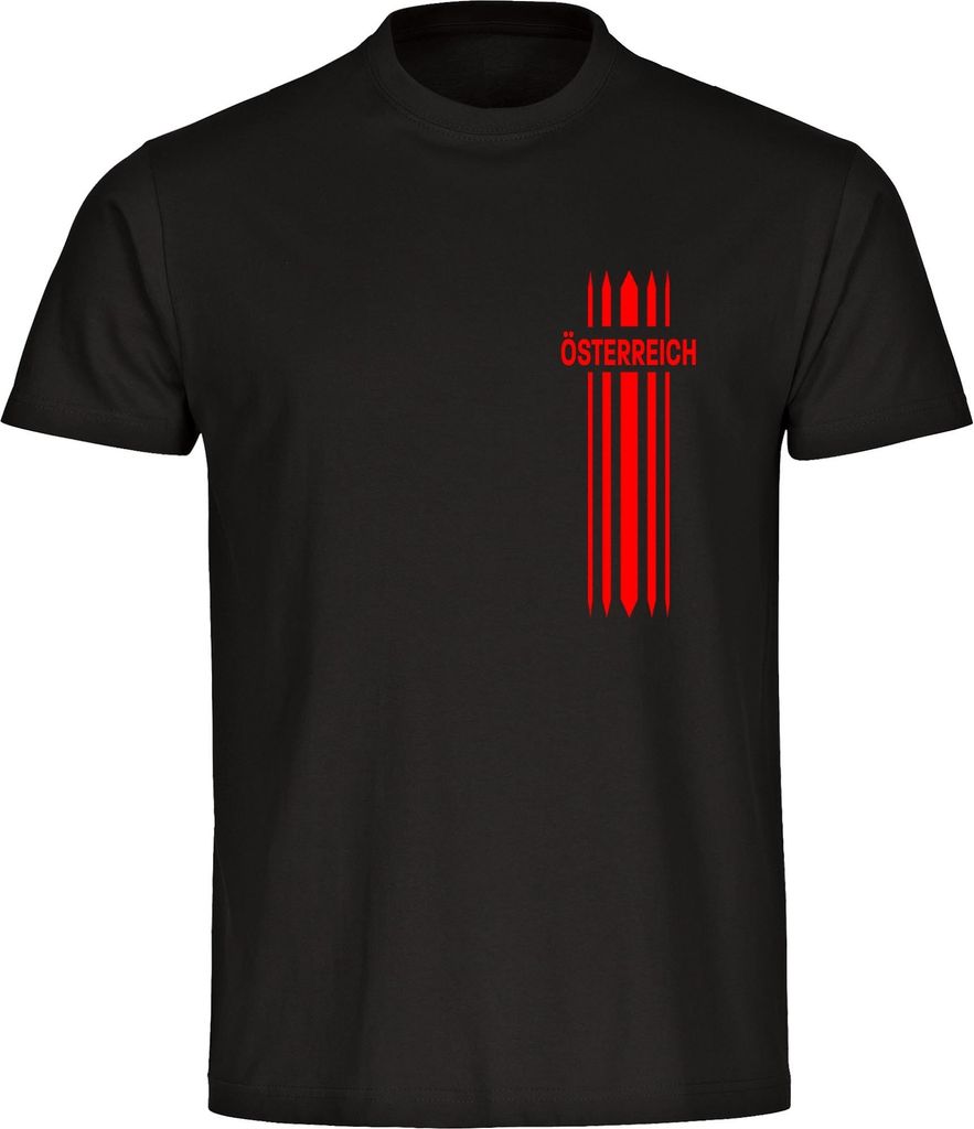 multifanshop Herren T-Shirt - Österreich - Streifen, schwarz, Größe XL
