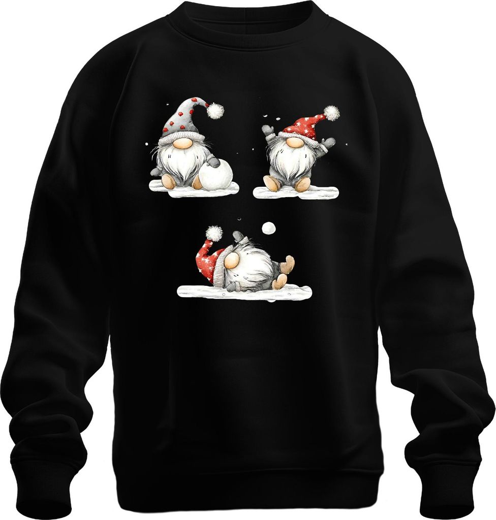 Weihnachtswichtel Skandinavisch Schneeball niedlich Geschenk Uni Sweatshirt Pullover, Schwarz, 3XL
