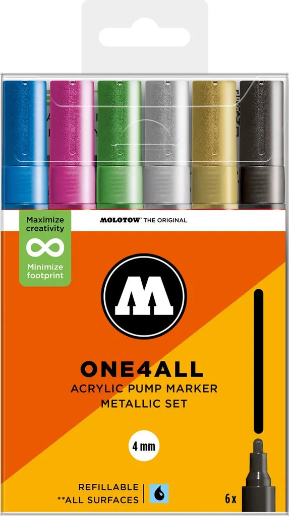 Set Molotow 227HS Metallic 4mm: Marker Acrilici per Custom e Graffiti - 1