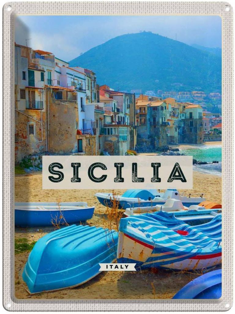 vianmo Blechschild 40x30 cm Sizillien Italien Europa Uralub Bildmotiv Reisemotiv Abenteuer Reisen Urlaub