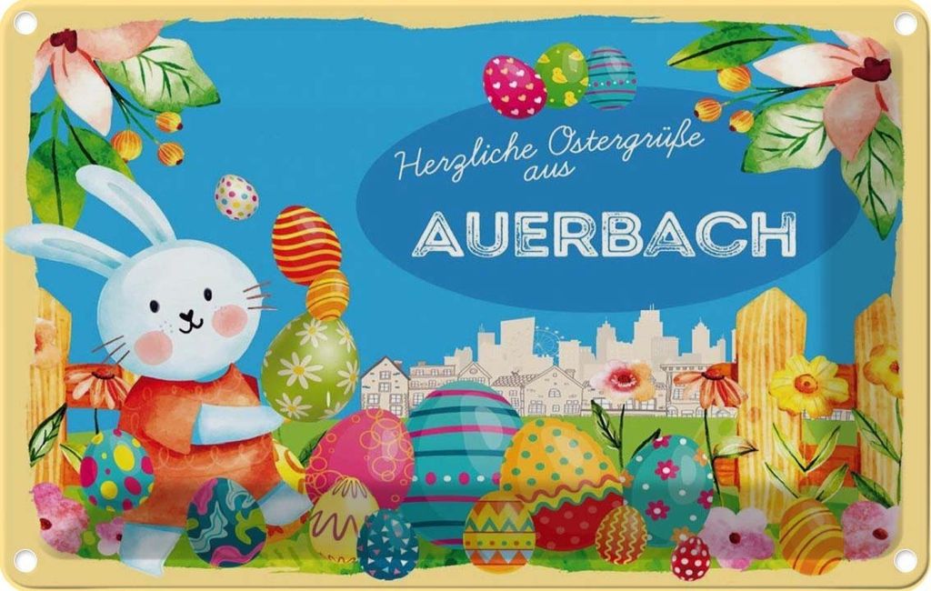 vianmo Blechschild 20x30 cm Ostergrüße AUERBACH Ostern Gruß