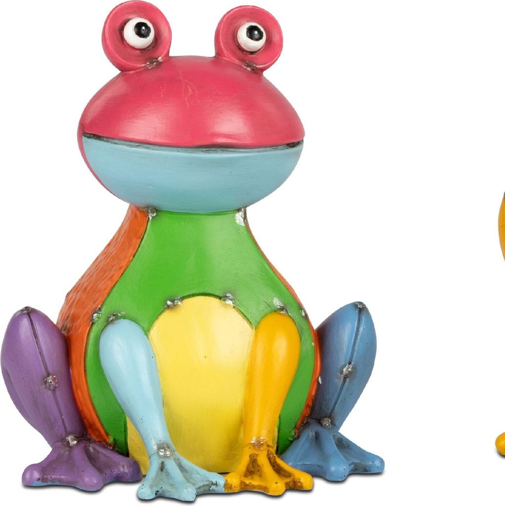 Dekofigur Frosch METALLOPTIK sitzend H. 17cm bunt Kunststein Formano Garten S25