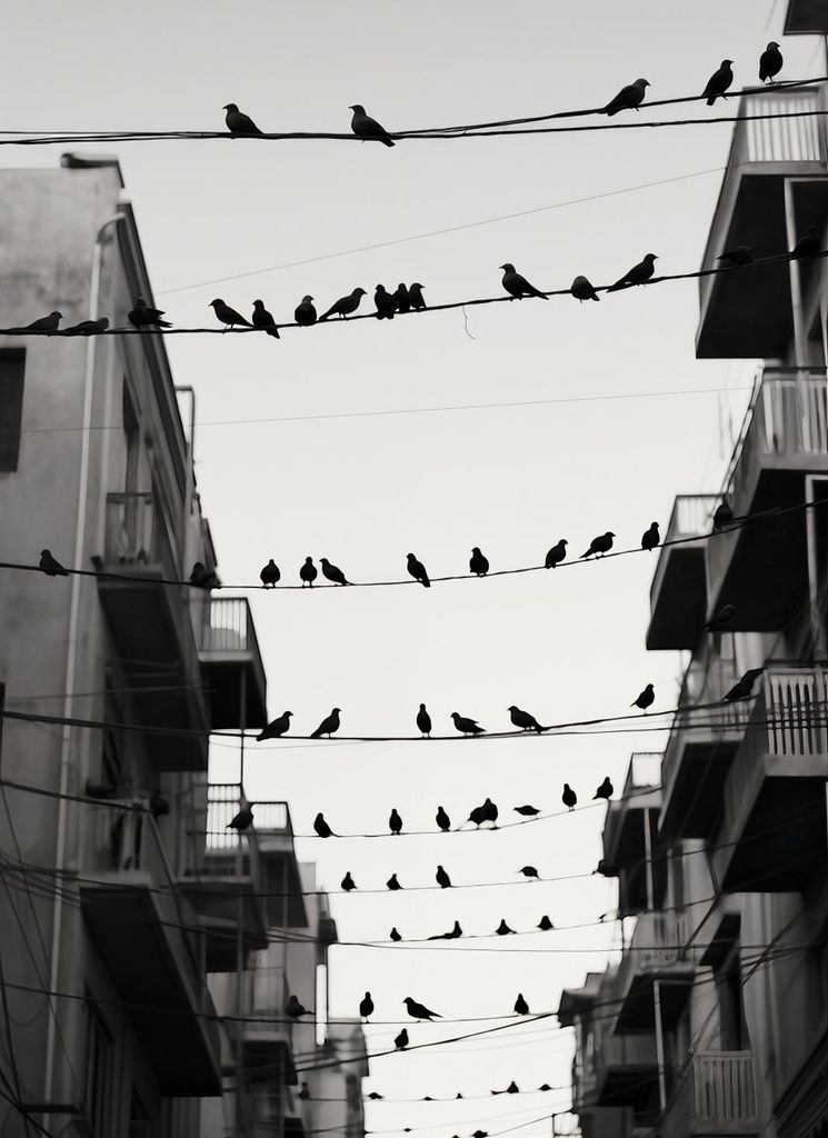 Plakat 40x55cm Stadtmotiv mit Vögeln