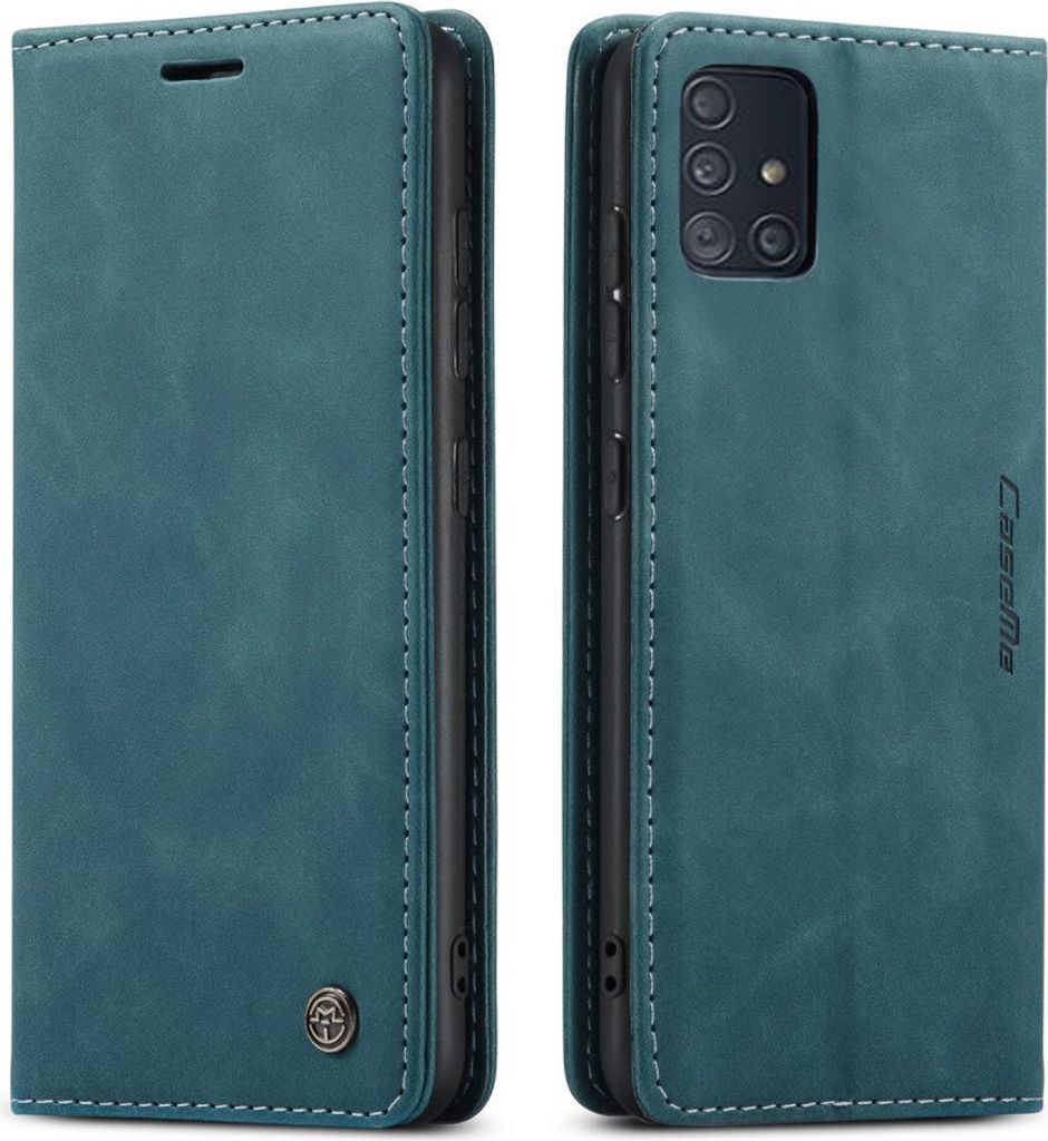 Hülle Samsung Galaxy A51 Handyhülle Klapphülle Tasche Etui Flip Case Dunkles Zyanblau