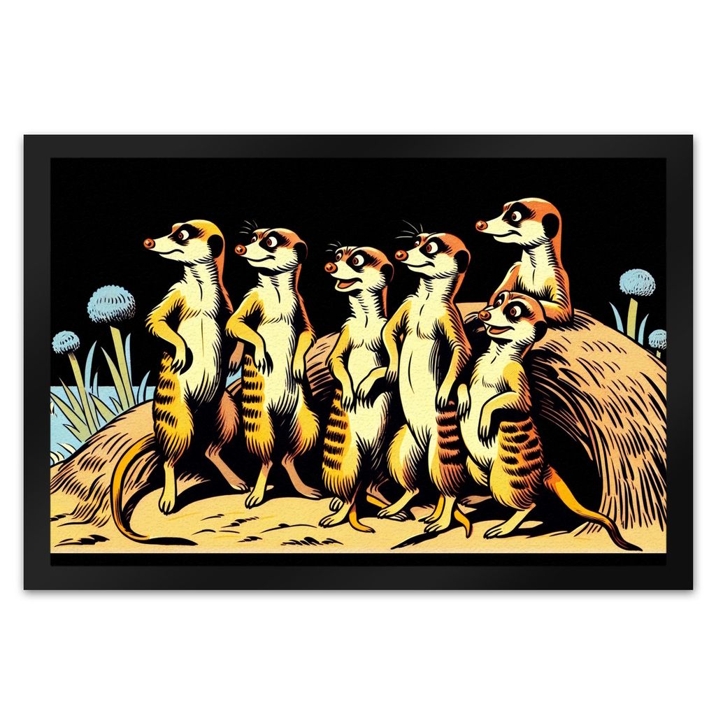 Erdmännchen Familie Fußmatte XL in 40x60 cm