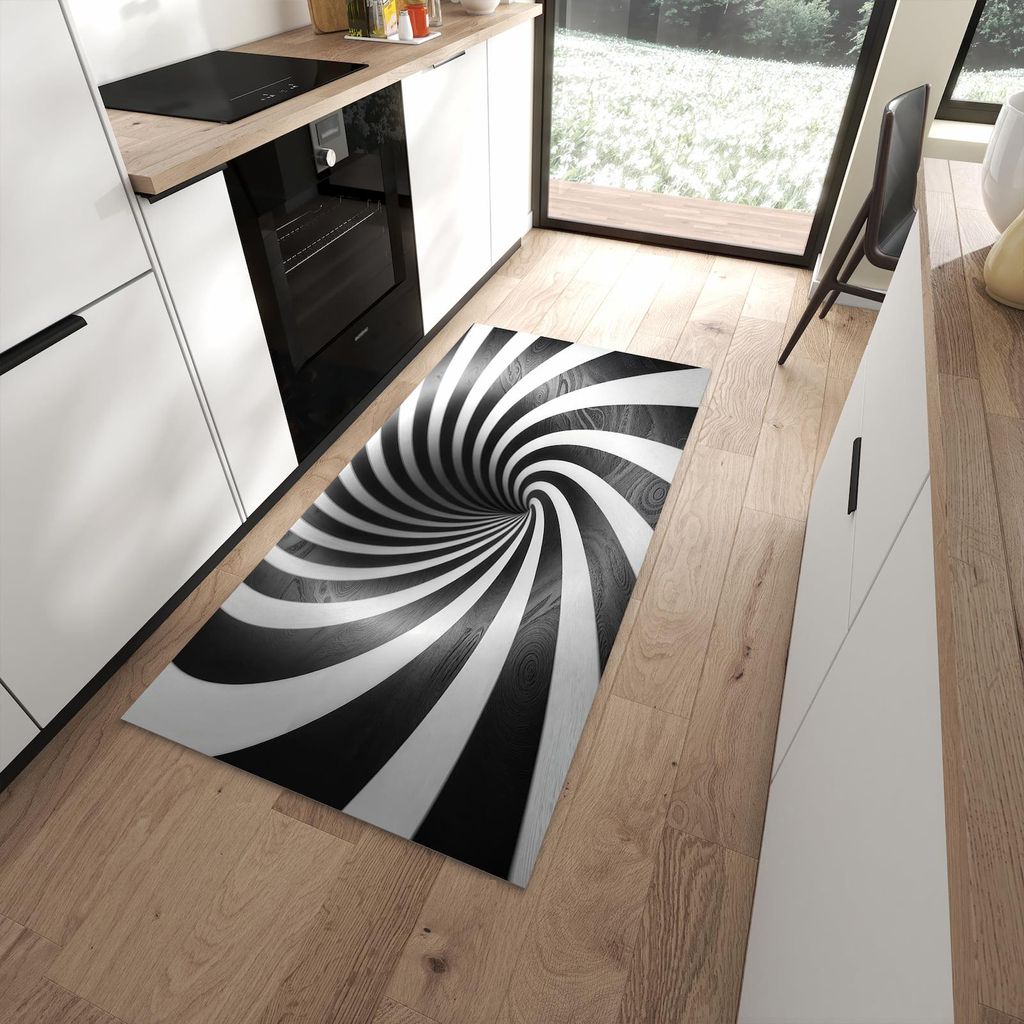 Küchenteppich 90x180cm rutschfest & abwischbar PVC Läufer - Hypnotisches Muster