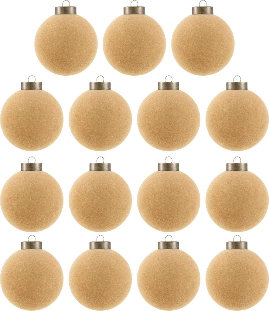 15 Stück Weihnachtskugel-Ornamente aus Samt, 8 cm, beflockte Kunststoffkugeln, Weihnachtsbaum-Hängedekoration für Feiertagsparty-Dekoration