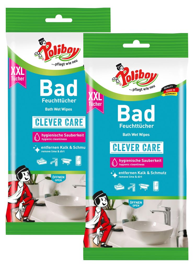 Poliboy Reinigungstücher Bad XXL 2er Set - 48 Maxi Tücher - Produktbild 
