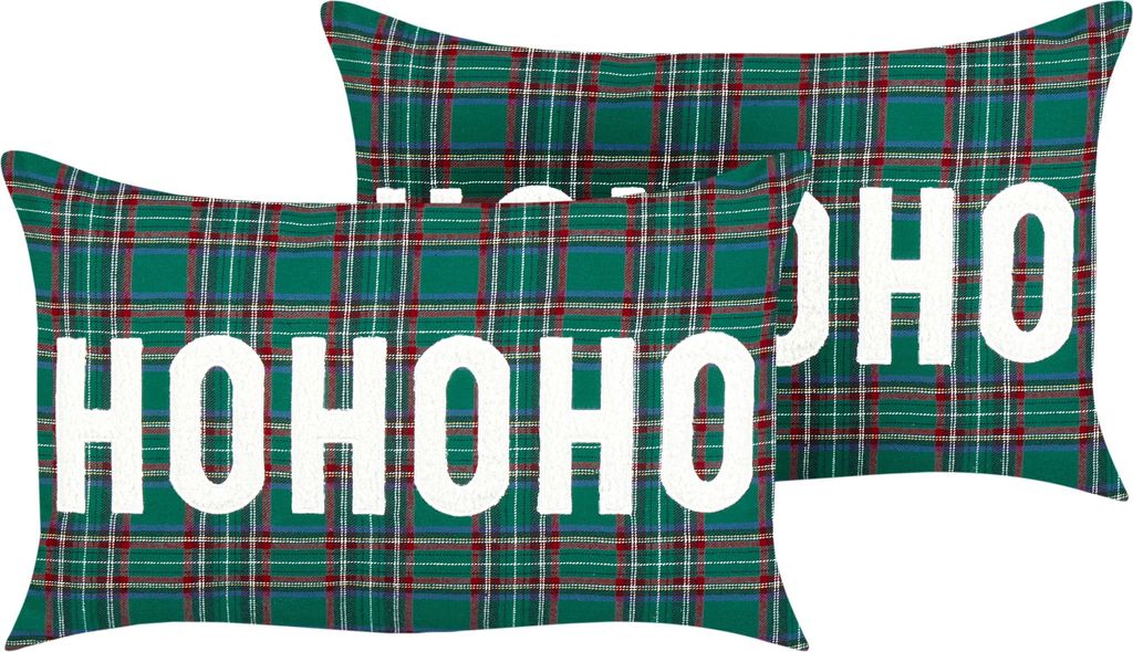 BELIANI Dekokissen 2er Set Grün Weihnachtliches Motiv 30 x Produktbild 