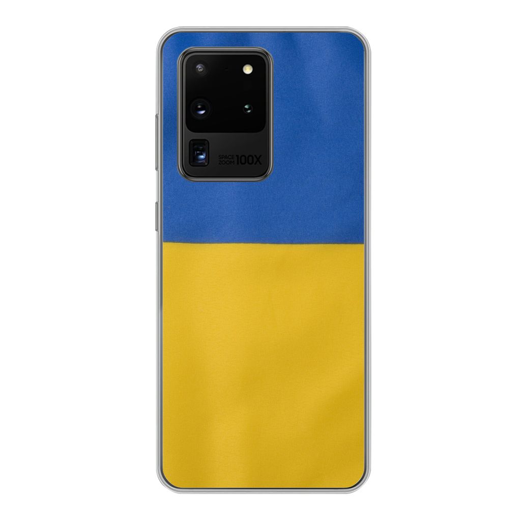 MuchoWow Handyhülle Schutzhülle Hülle für Samsung Galaxy S20 Ultra Nahaufnahme der Flagge der Ukraine Silikon Softcase Handy Hülle - Karteni...
