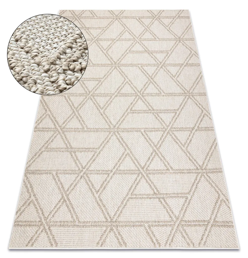 Tapis beige JERSEY 19241 à motif rhomboïde style boho de 60x100 cm