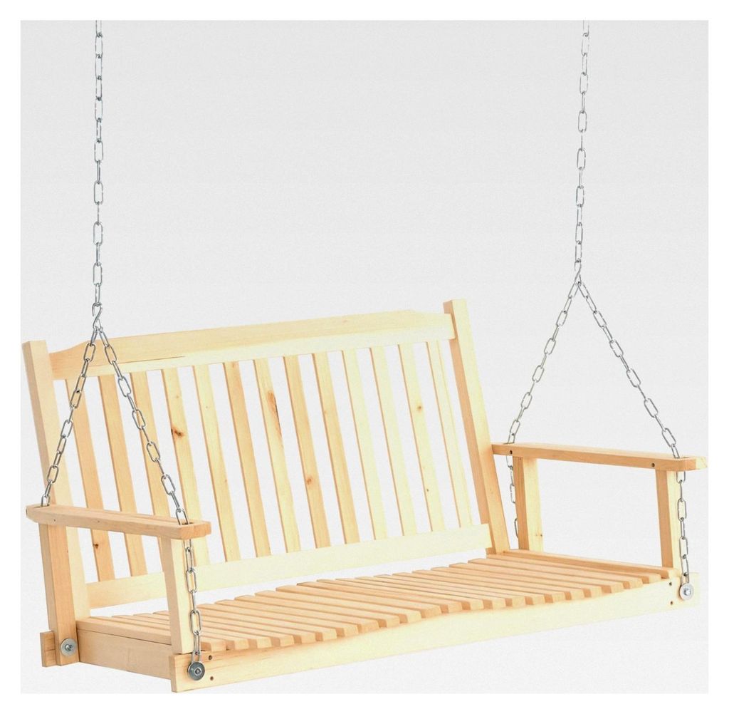 Gartenschaukel für 2 Personen aus Massivholz für Patio, Terrasse und Hinterhof, 117 x 69 x 60 cm