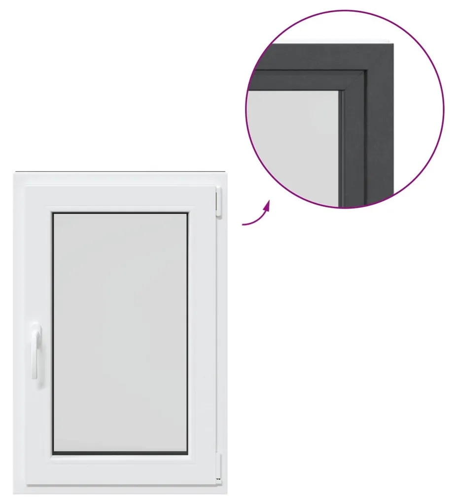 Fenêtre de cave RISOR 60 x 80 cm en PVC gris anthracite double vitrage