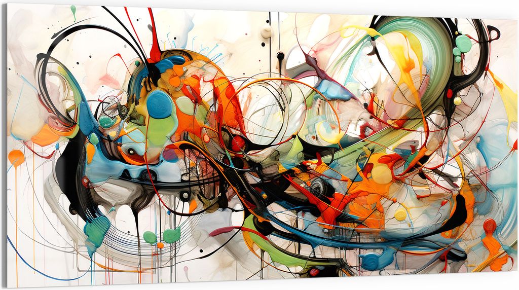 DEQORI Glasbild Echtglas 100x50 cm 'Farbvolle Wirbel' Wandbild Bild modern Deko