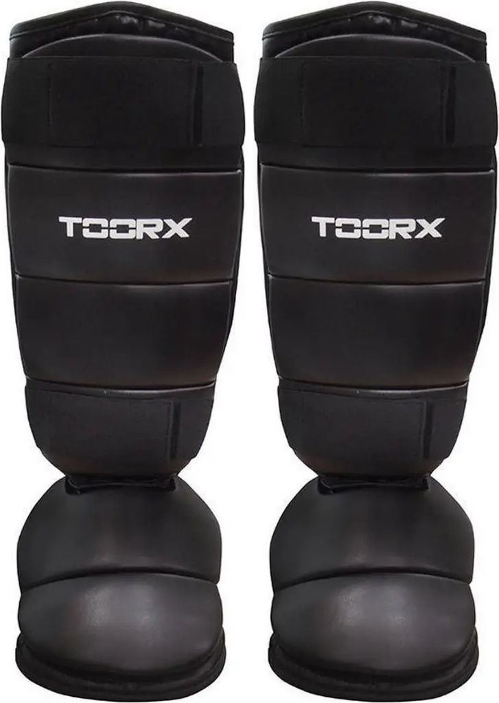 Toorx Fitness Schienbeinschoner Polyurethan- mit Fußschutz - Schaumstoffpolsterung - mit Klettband - Größe L/XL