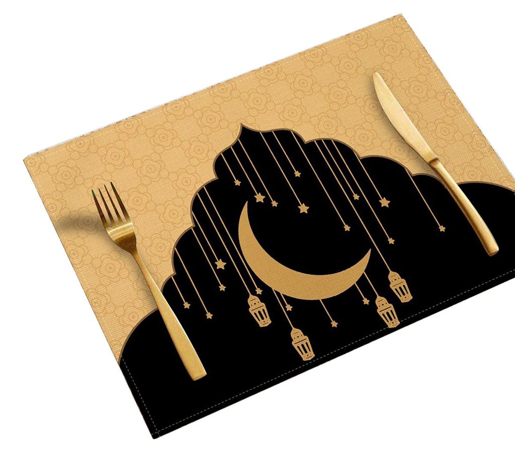 Ramadan-Tischset mit Mond-, hitzebeständigem und rutschfestem Sternen-Laternen-Motiv, ideal für Moscheen, Eid-Feiertage, Partys, Zuhause, Küche ...
