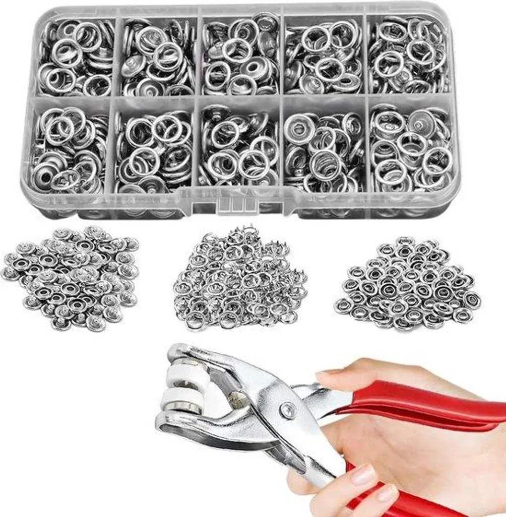 Lot de 100 Boutons à Pression 9,5 mm avec Outil de Montage pour Tissu