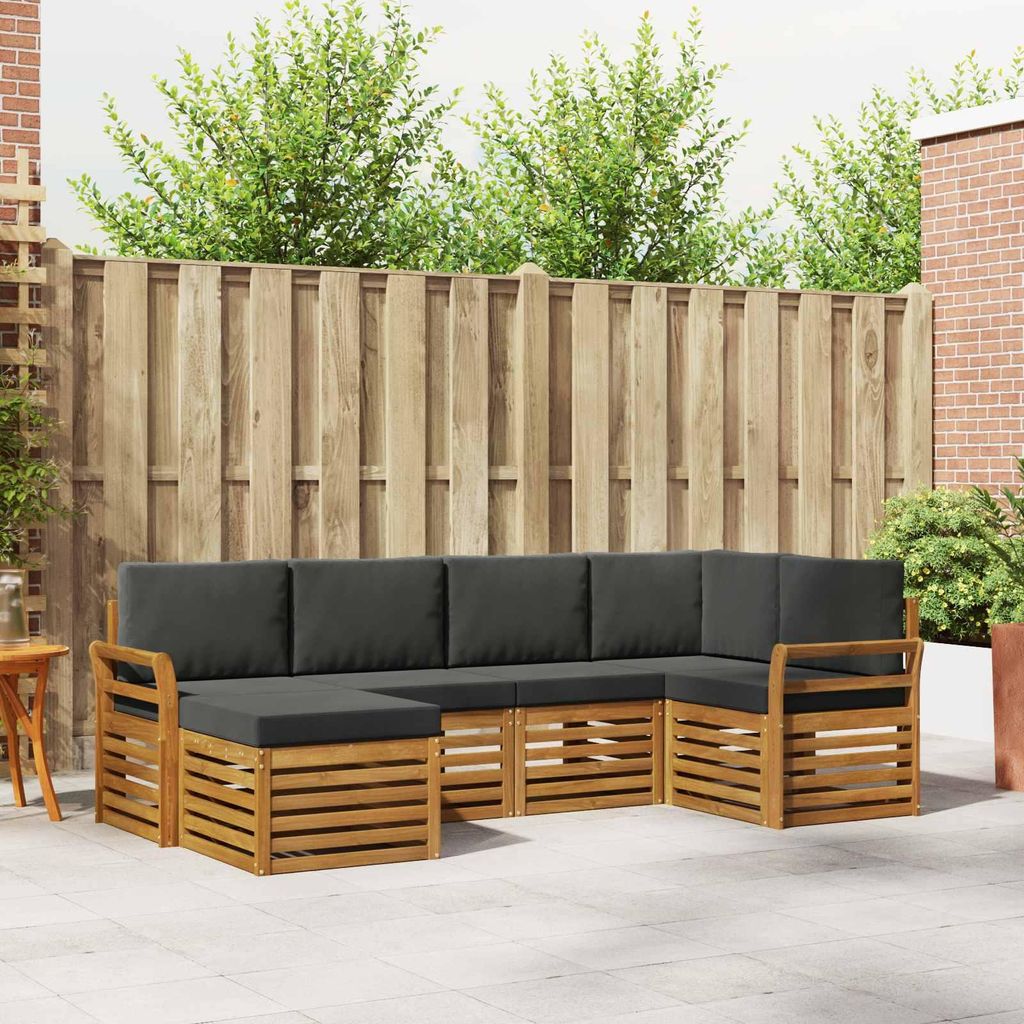 "Neues Produkt" Sofagarnituren - CLORIS - Terrassen-Sofa - 6 pcs - Natur und Anthrazit Massivholz Akazie - Modern Gartensofas V2059