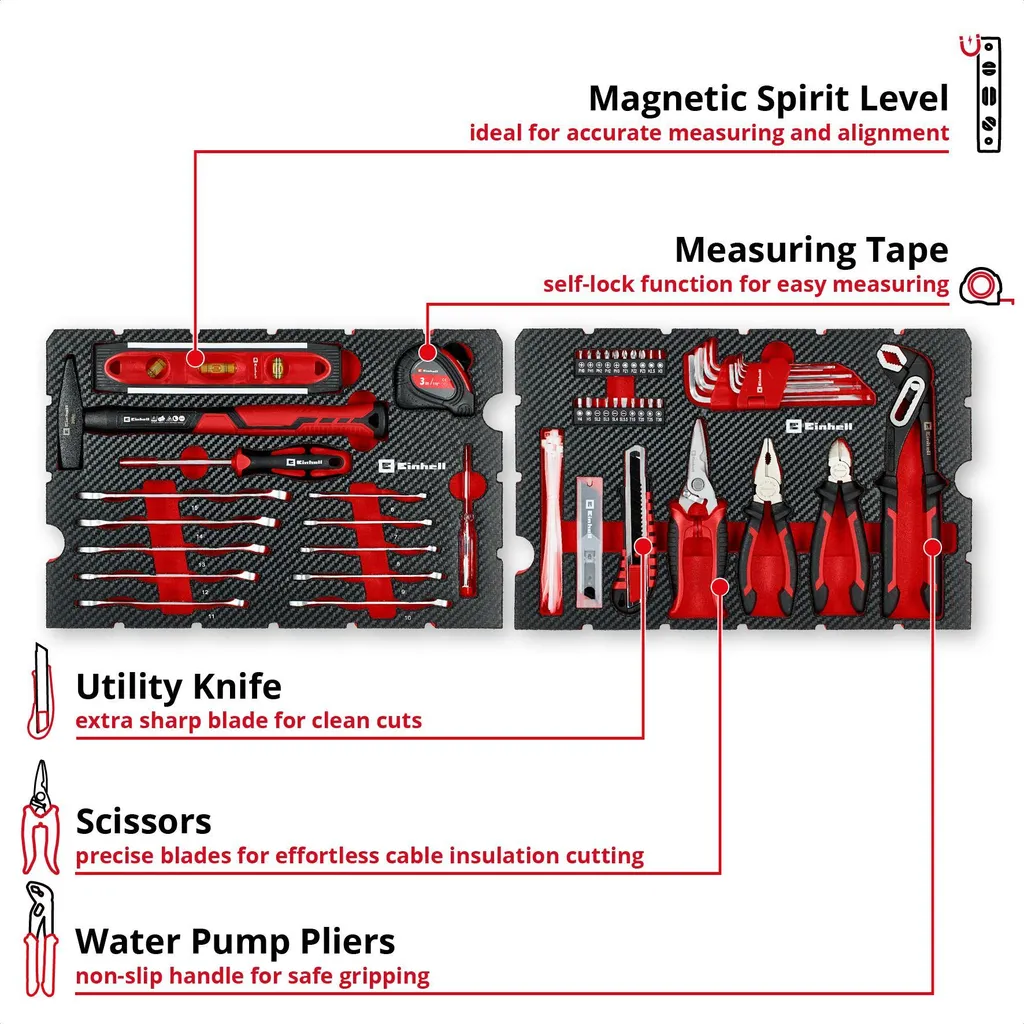 Mallette à outils Einhell E-Case 370511 avec 79 pièces indispensables - 13