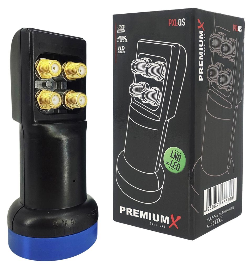 PremiumX Quad LNB PXL-QS LED Empfangskopf Sat 4 Teilnehmer Produktbild 