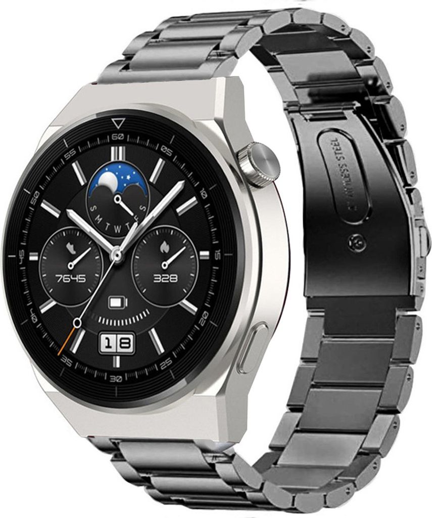 Strap-it Titanarmband - Kompatibel mit Huawei Watch GT 3Armband 46mmTitanarmband Huawei watch strap Armband mit faltschließe für 22mmArmband Grap...