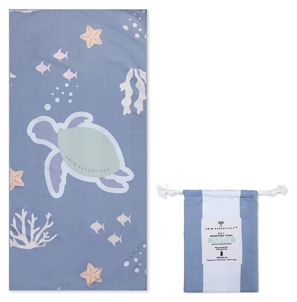 Swim Essentials Strandtuch aus Mikrofaser – Blau – Coral Bliss – 135 x 65 cm