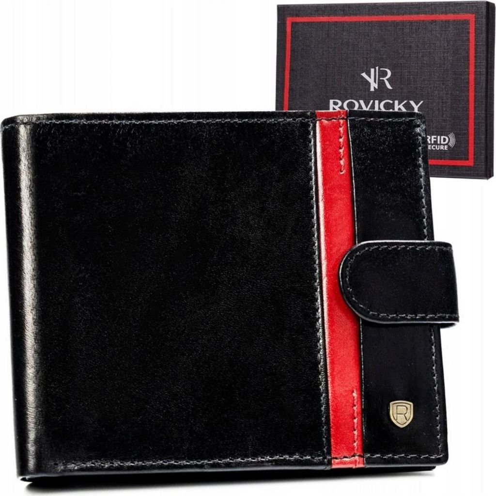 Rovicky | Große Brieftasche, aus Naturleder, für Männer, Naturleder, Schwarz, 12.5x9.5 cm