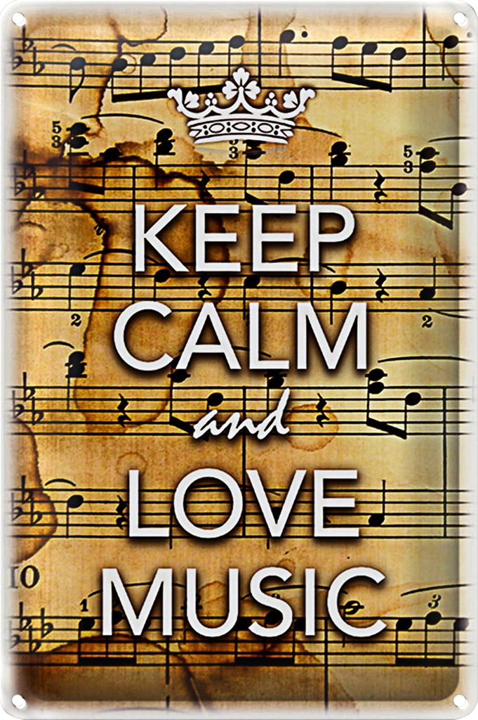 Blechschild Spruch 20x30cm Keep Calm and love music