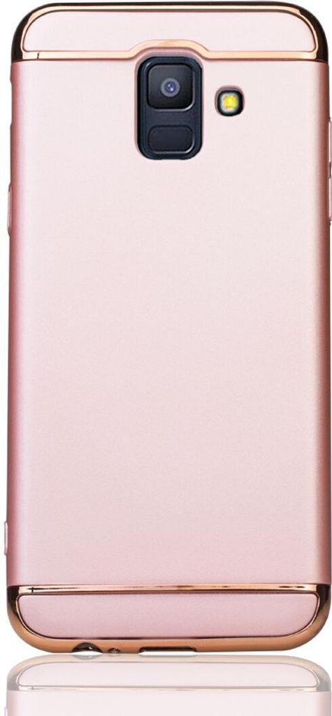 Handy Hülle Schutz Case für Samsung Galaxy A6 2018 Bumper 3 in 1 Cover Chrom Rose Gold
