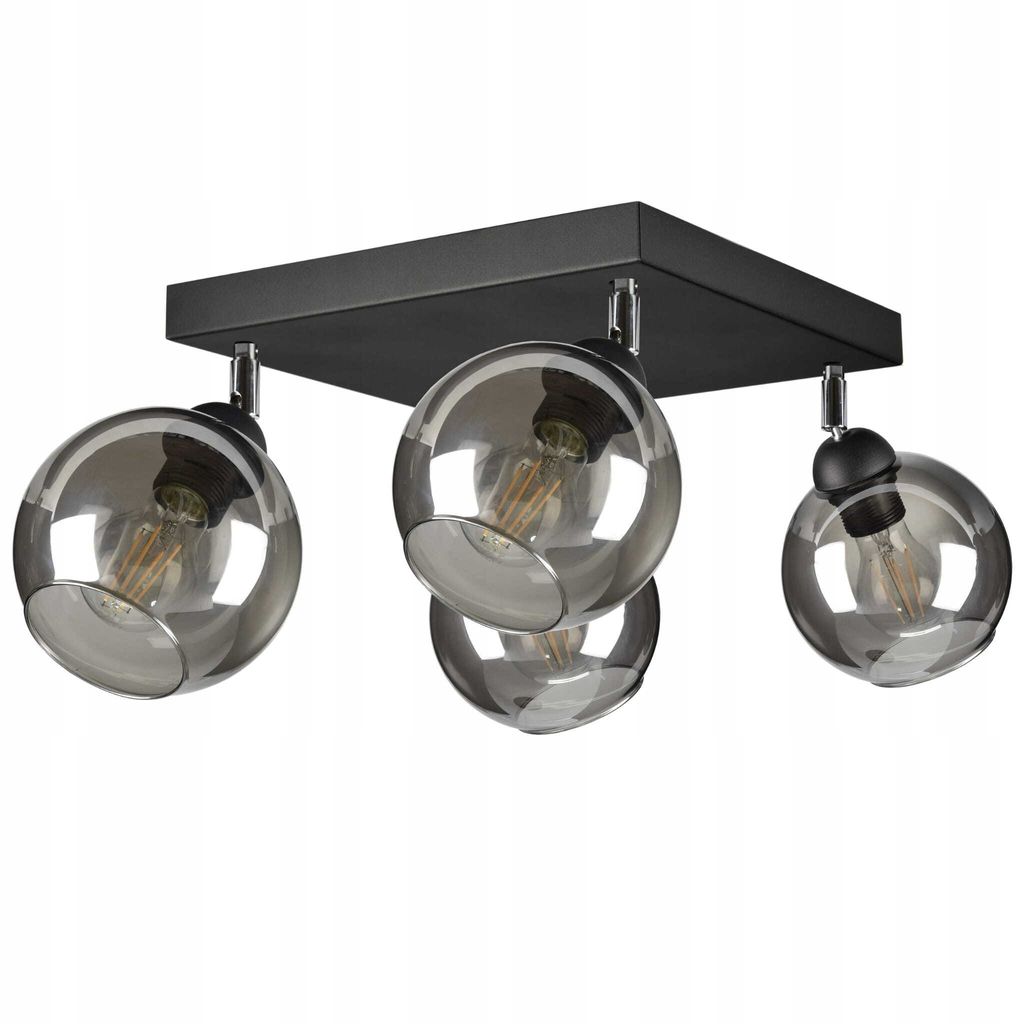 LUXOLAR Led Deckenleuchte 4 flammig, Deckenlampe Schwenkbar Schwarz E27 60W - Hängelampe für Wohnzimmer, Küchen
