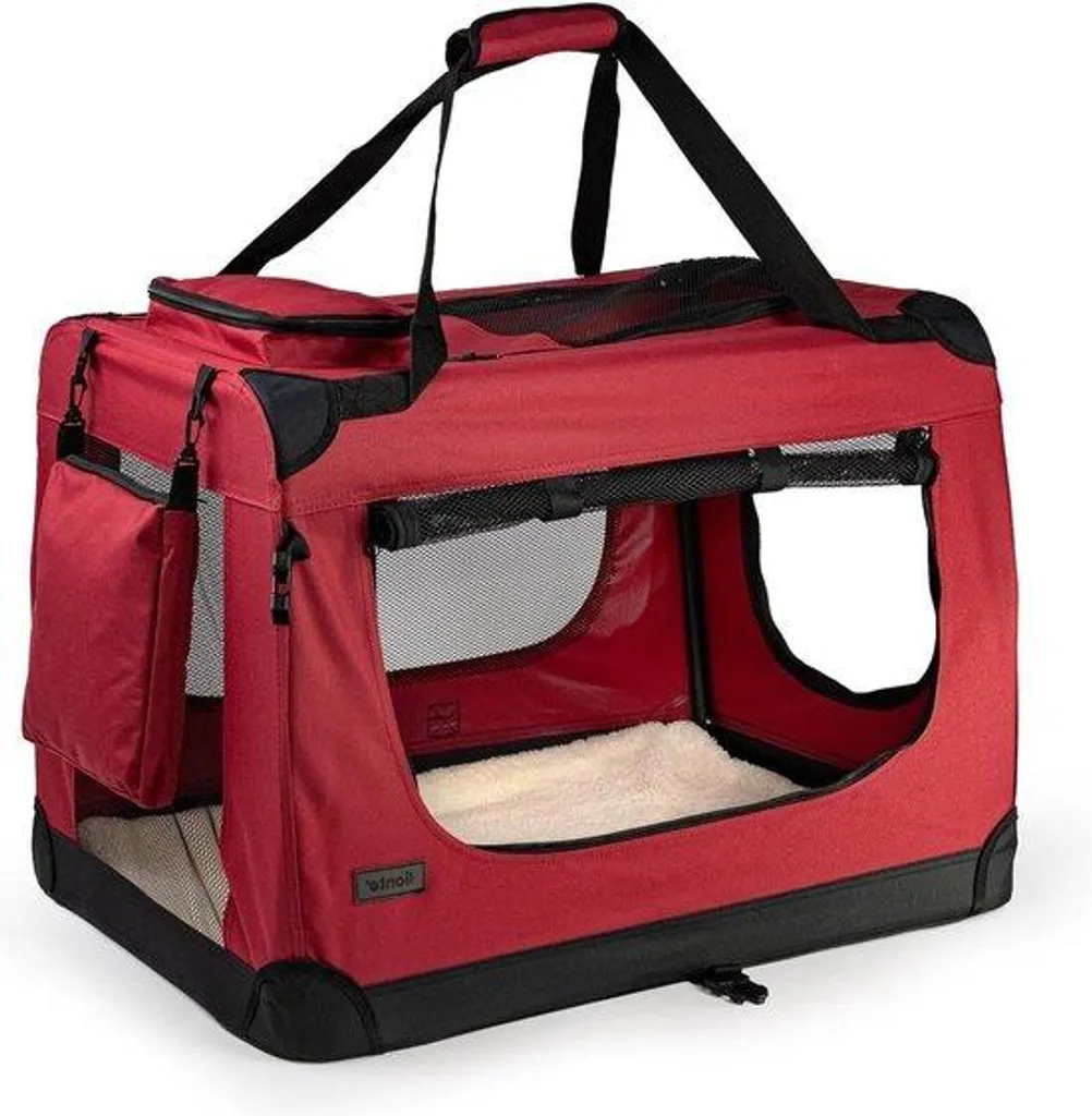 Cage pliable chien robuste 60 x 42 x 44 cm rouge foncé pour transport