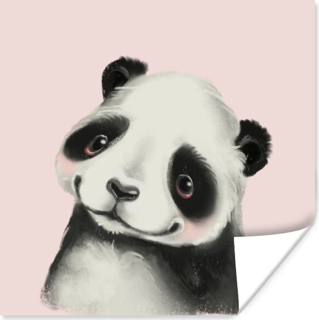 MuchoWow Poster Panda - Kinder - Rosa 100x100 cm - Babyzimmer