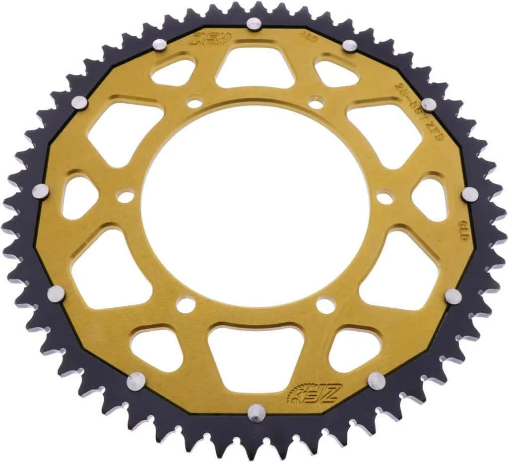 Couronne Moto ZF 58 Dents Pas 428 pour Transmission Dual Or et Noir