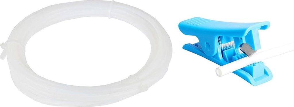4M PTFE Schlauch 4x2.5mm Fuer 1.75mm Filament PTFE Tube 3D Drucker Schlauch mit Cutter. Weisser Teflonschlauch als 3D Drucker Zubehoer kompatibel m...